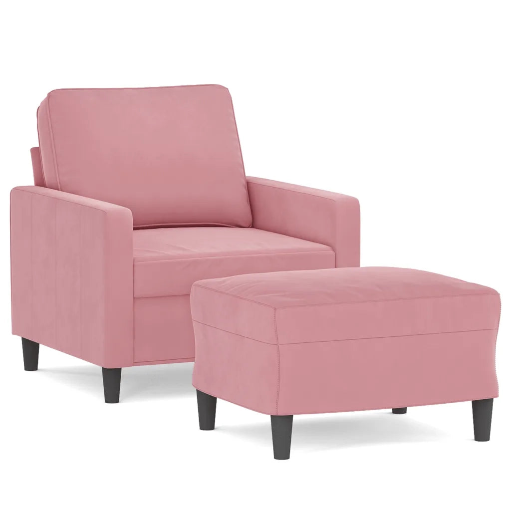 Poltrona con Poggiapiedi Rosa 60 cm Velluto 3201048