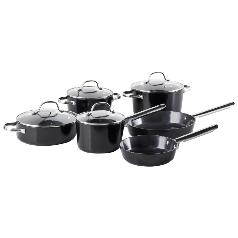 Set da cucina 10 pezzi e dimensioni con rivestimento in ceramica antiaderente in alluminio rosa