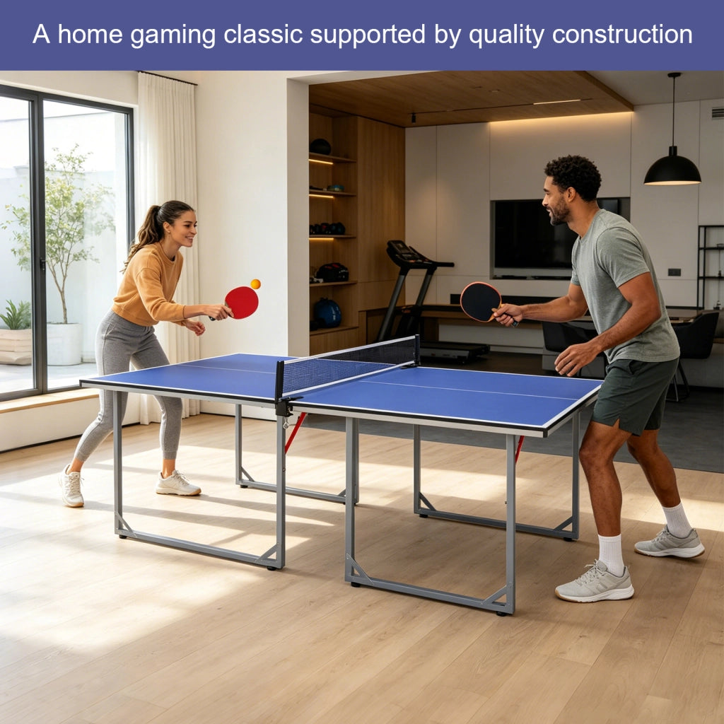 TAVOLO DA PING PONG Pieghevole 182x91x76,2 cm Blu Set con rete, 2 racchette e 3 palline