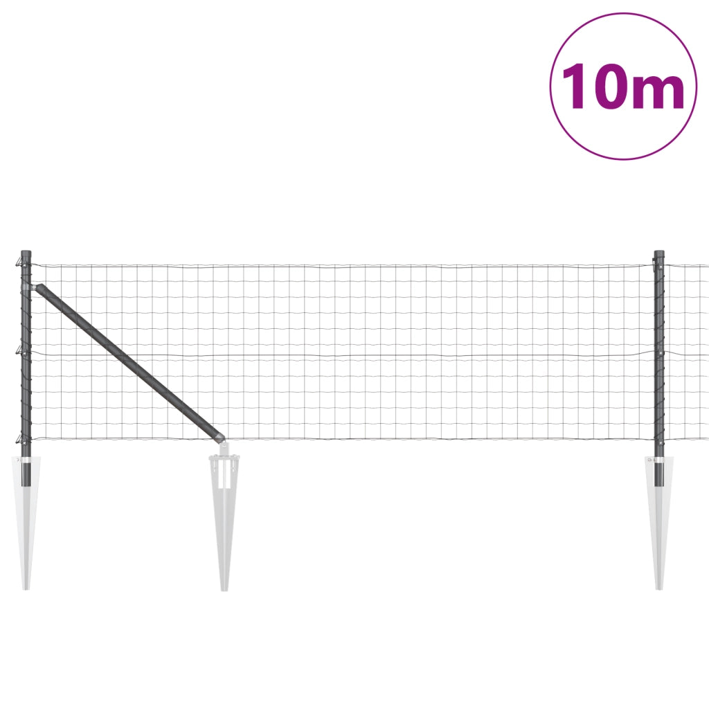 Recinzione Euro con 7 Picchetti 0.4x10 m Acciaio Zincato Grigio