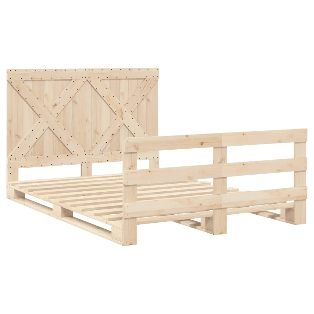 Giroletto con Testiera-Struttura Letto con testiera 140x200 cm in Legno Massello di Pino 505905