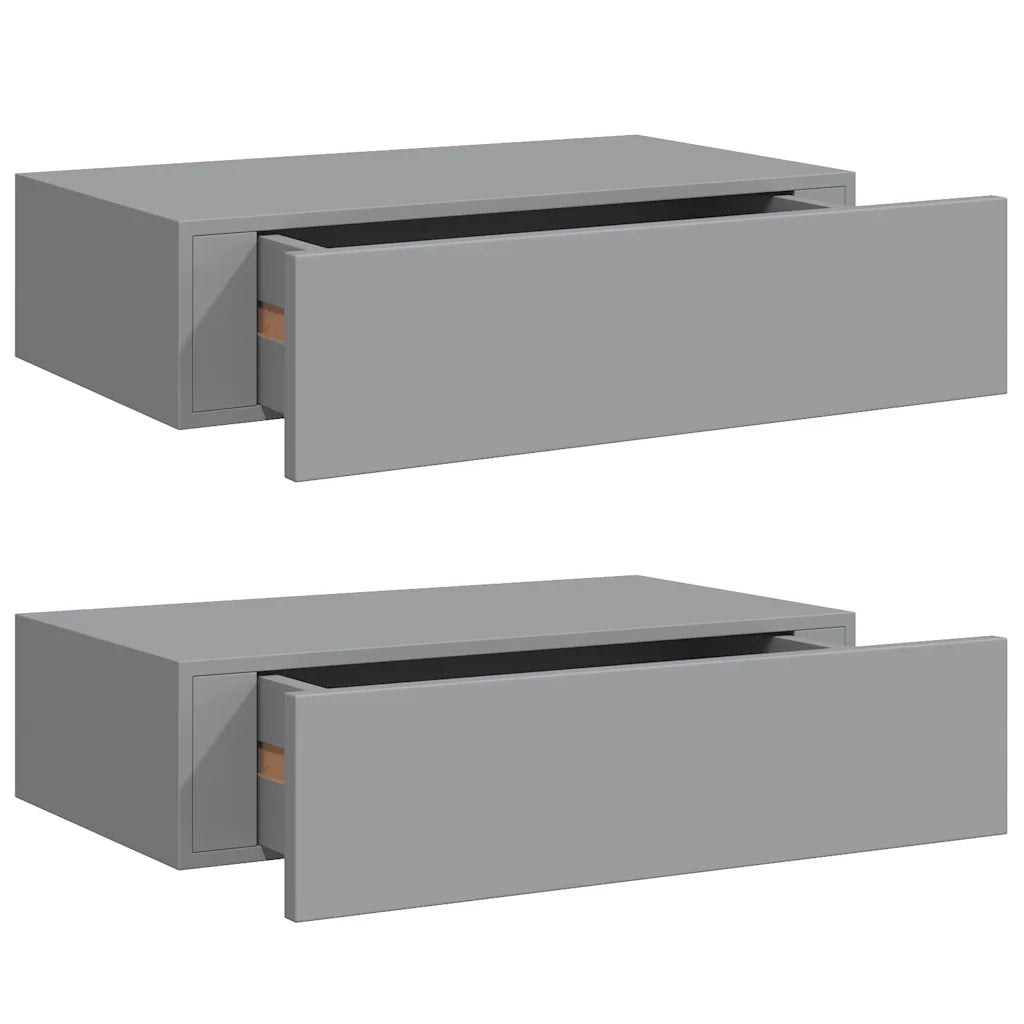 Scaffali con Cassetti da Parete 2pz Grigio 40x23,5x10 cm in MDF cod mxl 57938