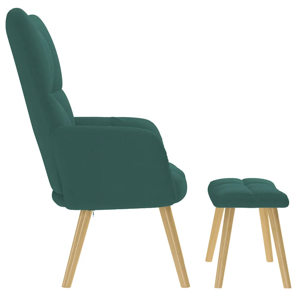 Divano Sedia-Poltrona Relax con Poggiapiedi Verde Scuro in Tessuto 297664