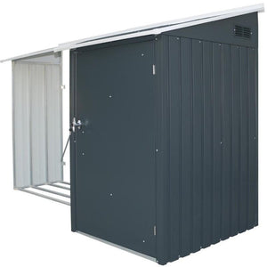 Legnaia da Giardino 272x100x160 cm in Metallo Antracite e Bianco