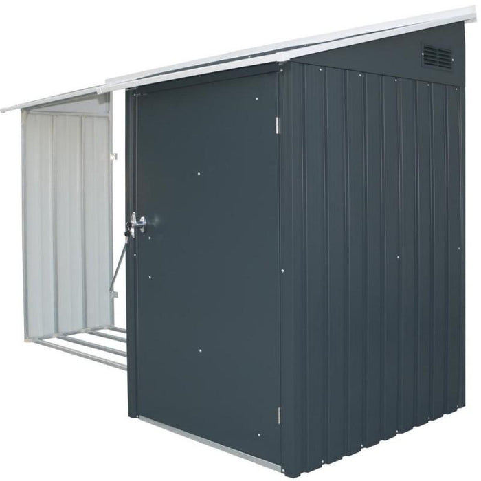 Legnaia da Giardino 272x100x160 cm in Metallo Antracite e Bianco