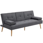 Divano letto 3 posti in tessuto grigio ¨C Zephmum ¨C 2 cuscini