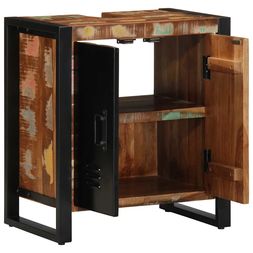 Mobile da Bagno con porta Marrone Legno Recuperato Massello 4013604