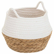 Cestino in fibra naturale e cotone bianco D22x20