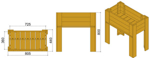 Giardiniera per Fiori e Piante Rialzata 81x44xh80 cm in Legno FSC Castagno