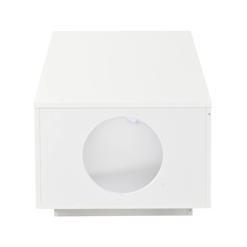 Tavolino da Caff¨¨ con LED ¨C MINIMAL ¨C MDF Bianco Lucido, 100x50x35