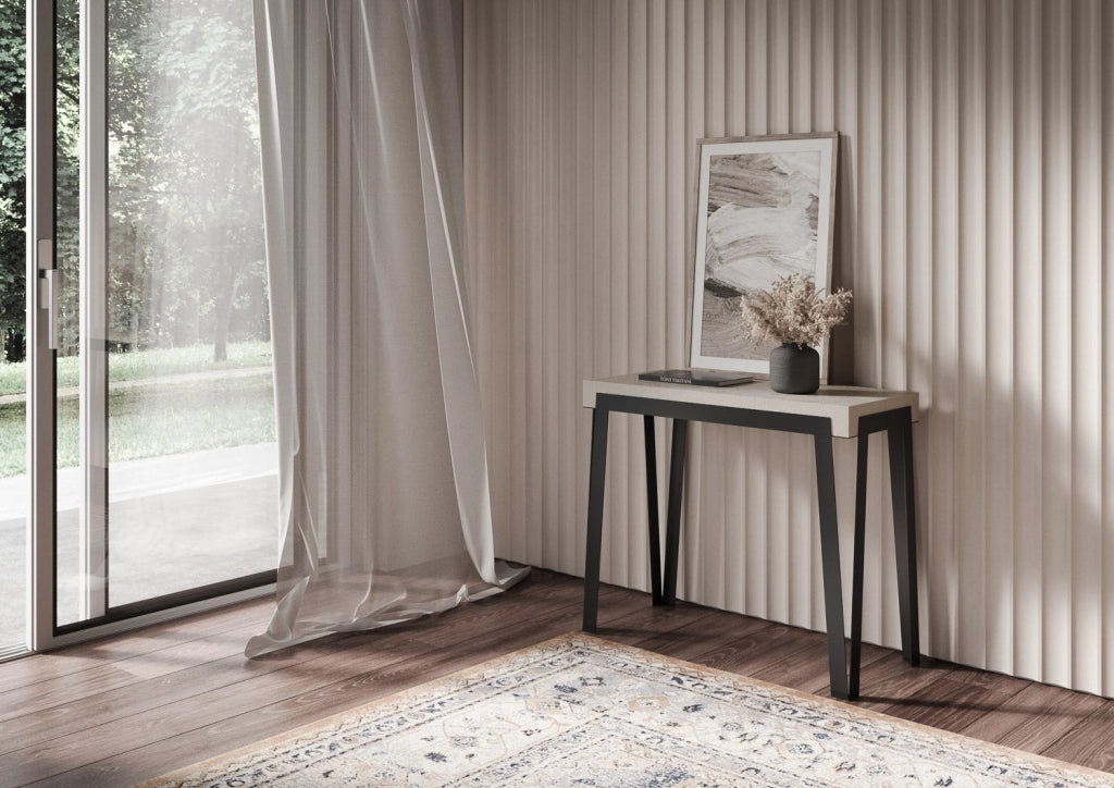 Consolle Allungabile 90-300x40x77 cm Rio Premium Cashmere Telaio Antracite