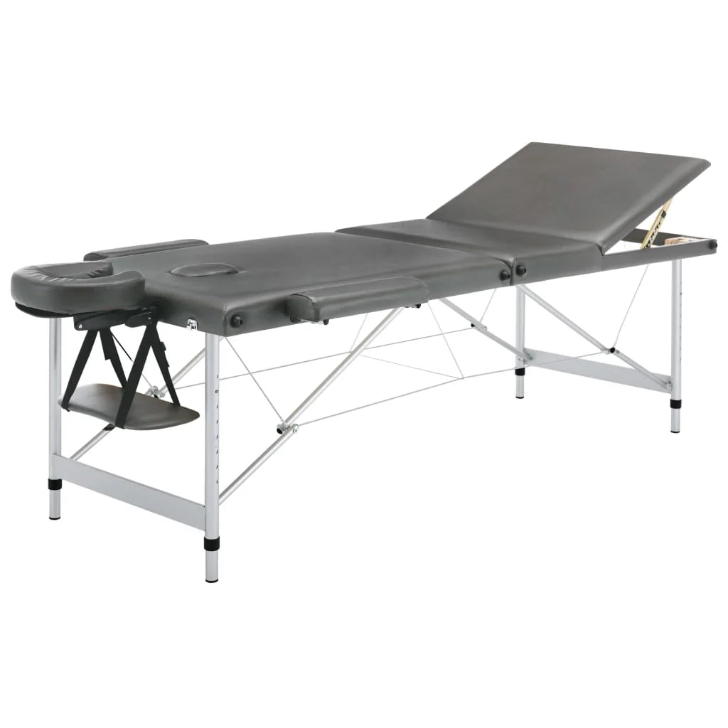 Lettino da massaggio a 3 zone struttura in alluminio panca per massaggi poggiatesta braccioli regolabili lettino da massaggio pieghevole portatile antracite 02_0001798
