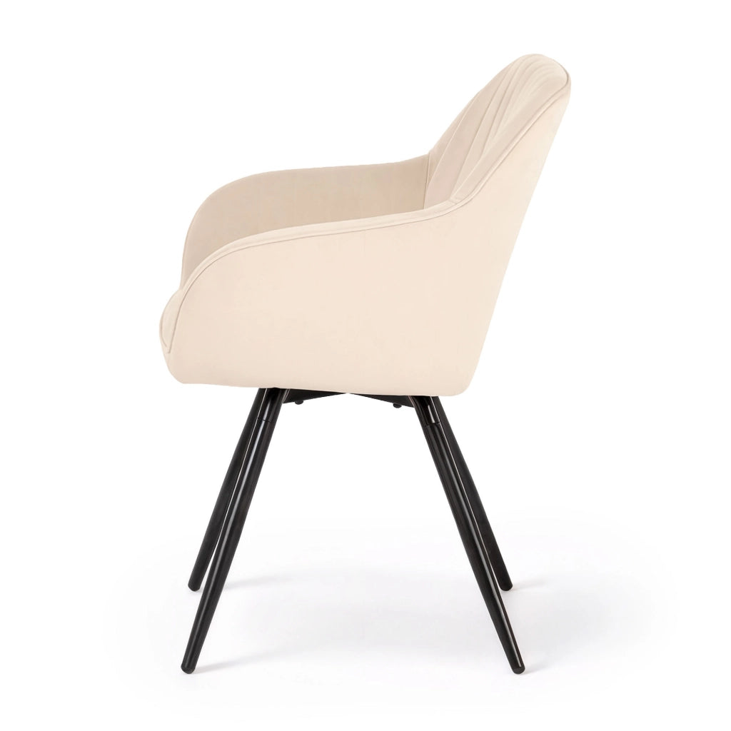 Set di 2 Sedie girevoli in velluto con cuciture TURNO Beige gambe nere