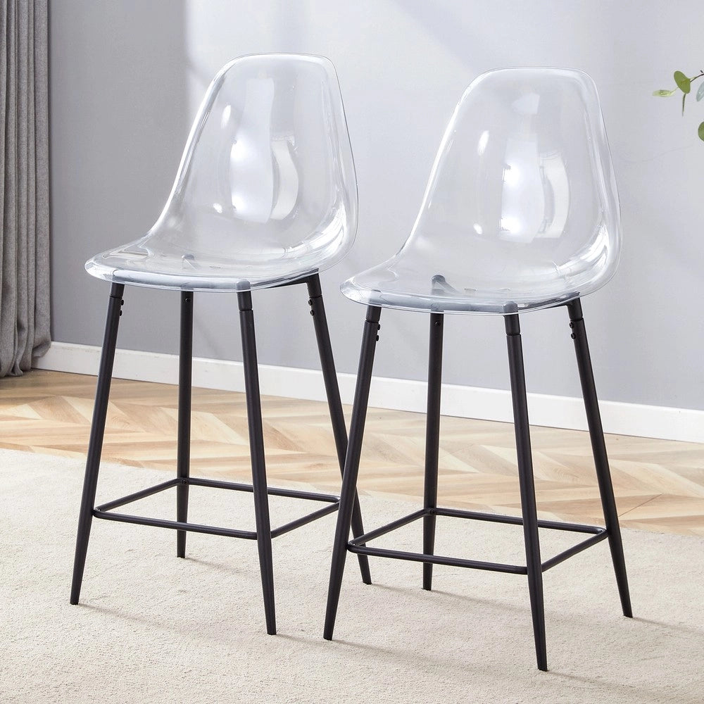 Set 2 Sgabelli da Bar Trasparenti ¨C MINIMAL ¨C Struttura in Metallo, Design Moderno