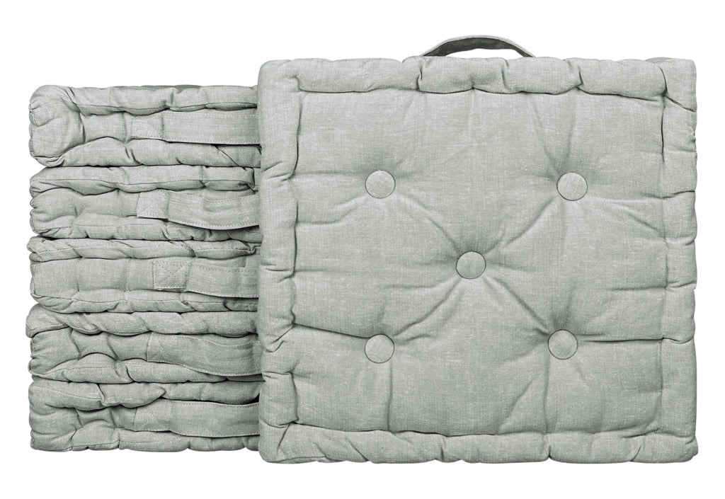 6 Pezzi Cuscini Sedia Quadrati Alti Mattonella Trapuntati 40x40 Cm Altezza 6 Cm Cuscino Spesso Cucina Interno Esterno Coprisedia Cuscino Da Pavimento Con Maniglia  Grigio Melange