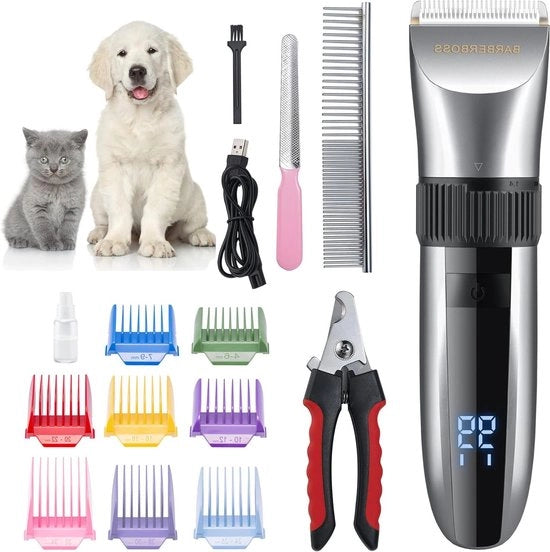 Tondeuse per animali, 8 colori, con attacco a clip, silenziosa, tondeuse elettrica per cani e gatti, compatibile con QR-9082