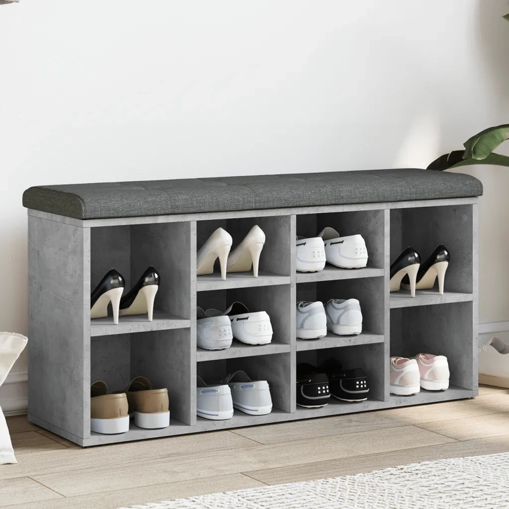 Panca Porta Scarpe-Sgabello-Panca Scarpiera Grigio Cemento 102x32x50cm Legno Multistrato 565621