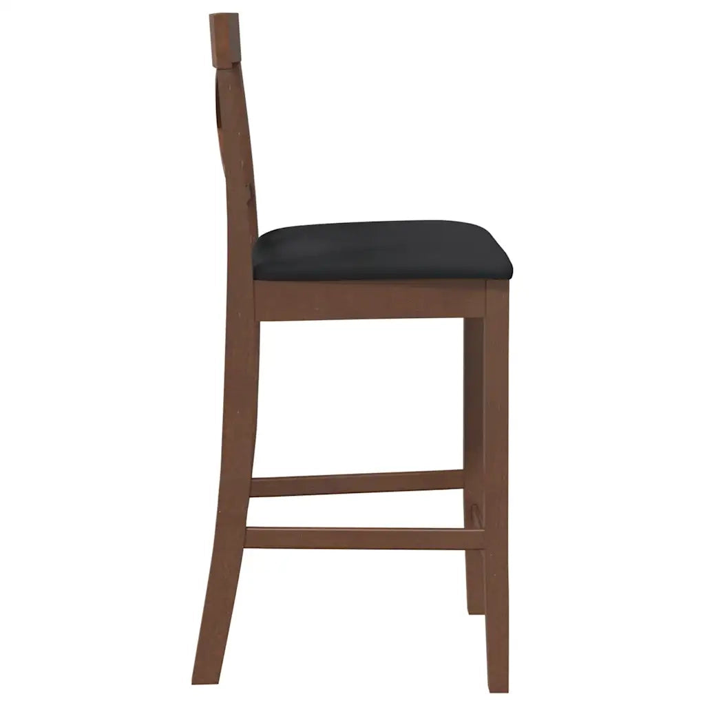 Sgabelli da Bar con Cuscini 2pz Marrone Legno Massello di Hevea 4102548