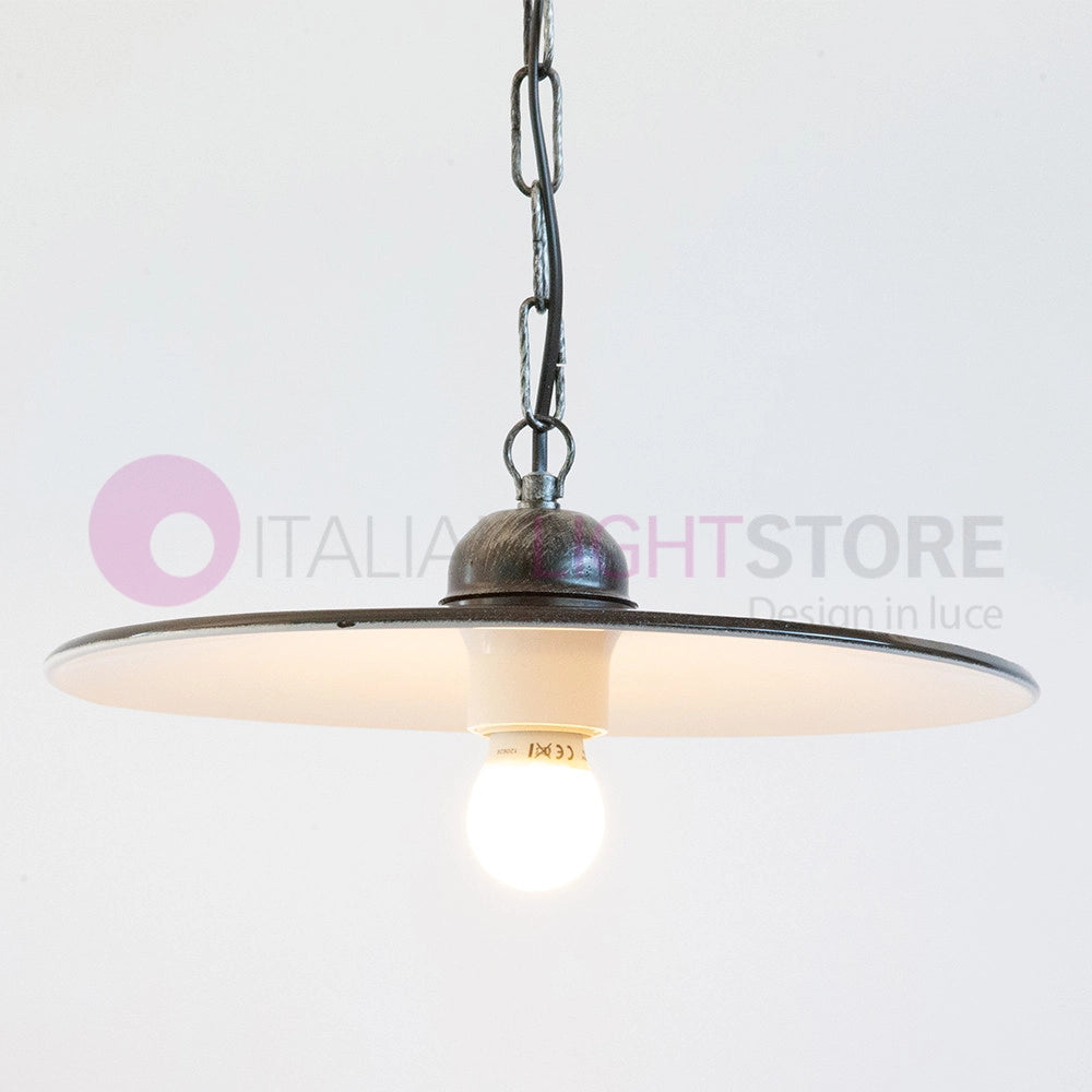 PIATTO Sospensione D.32 con Catenella Ferro Smaltato Nero/Bianco