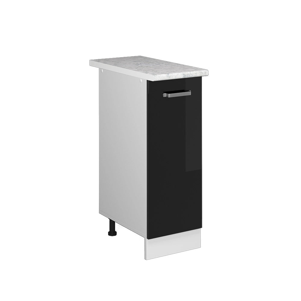 Vicco Armadio cucina dispensa alto Nero lucido 30 cm , PL Marmo