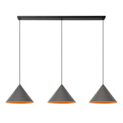 Lampada sospesa SPITZE 3xE27 grigio nero Lucide