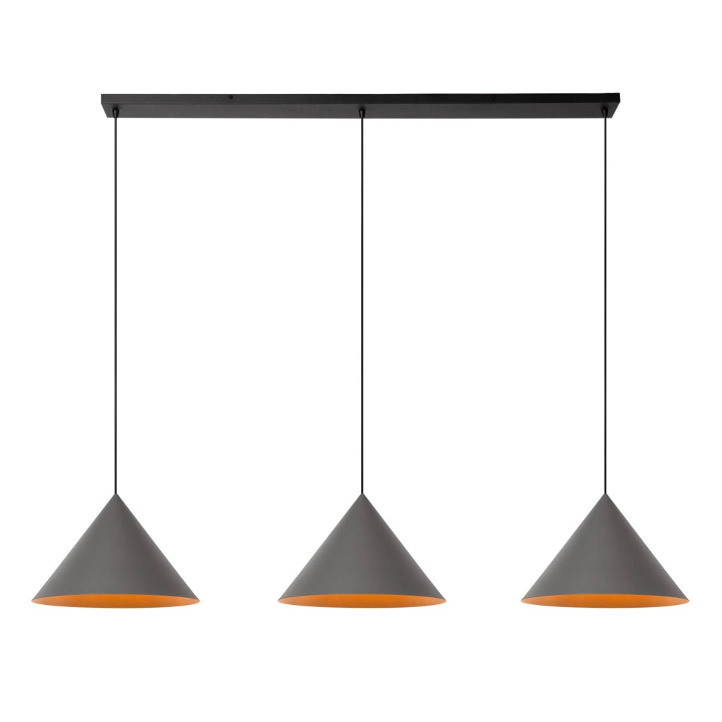 Lampada sospesa SPITZE 3xE27 grigio nero Lucide