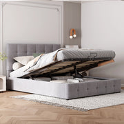 LETTO Contenitore 140x200 cm in Velluto Grigio con rete a doghe