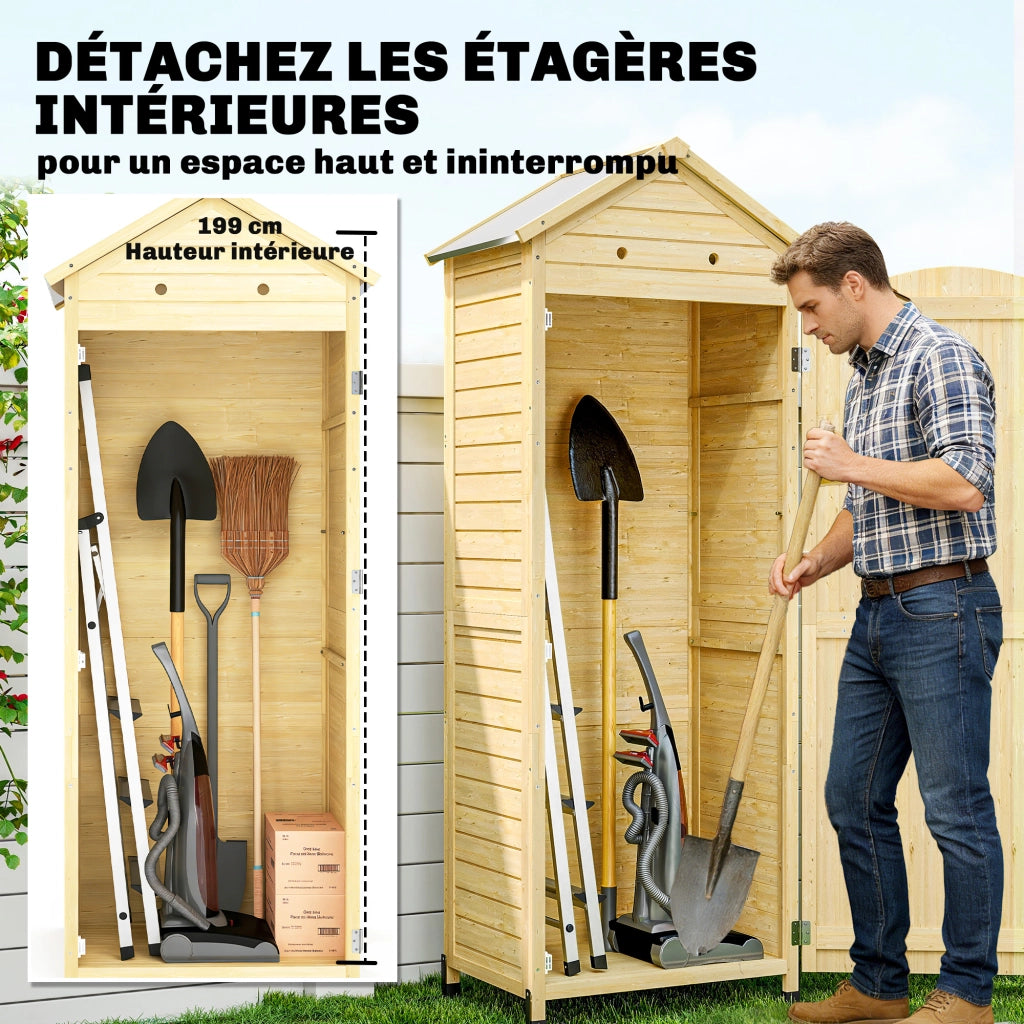 Armadio da Giardino in Legno ¨C zephmum ¨C Naturale 85x58x213