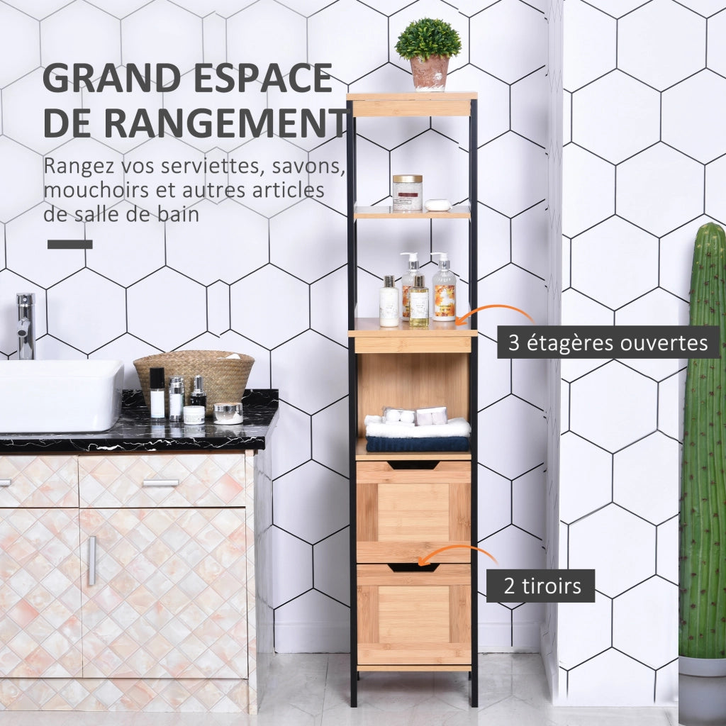 Colonna Rangement per Bagno ¨C Zephmum ¨C Nero Bamb¨´ 30x30x144 cm