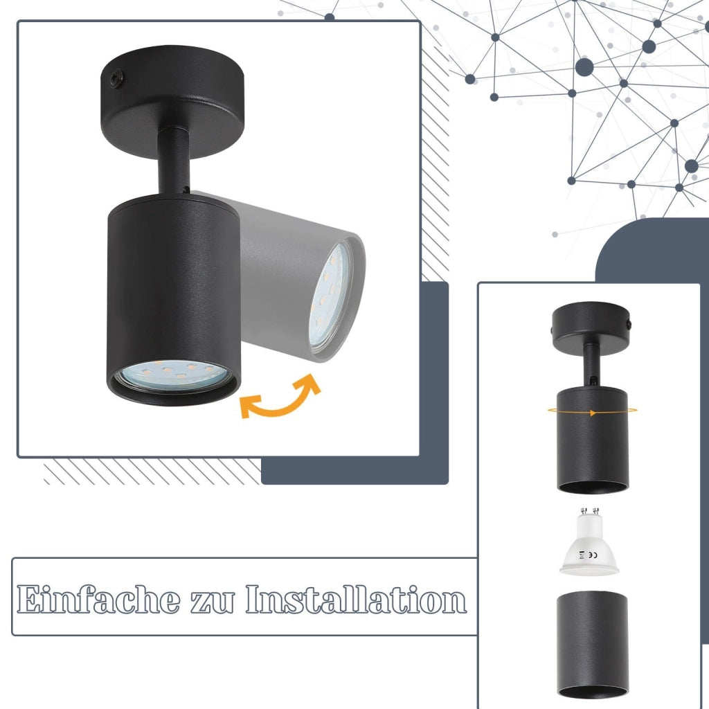 ZMH Faretto da soffitto Moderni GU10 Orientabile 350° a Parete Nero 1 Lampada per Corridoio Senza Lampadina