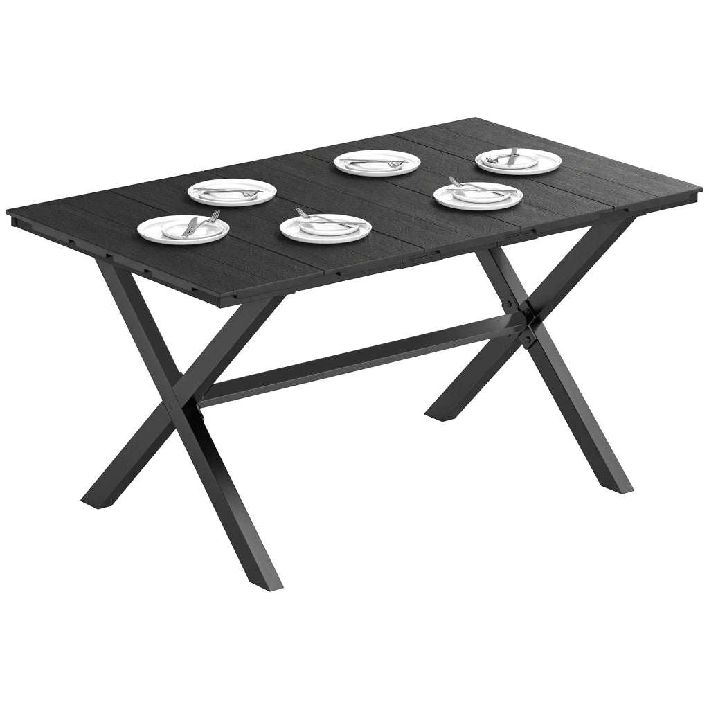 Tavolo da pranzo da giardino per 6 persone in legno e metallo ¨C zephmum ¨C Nero 150x90x74 cm