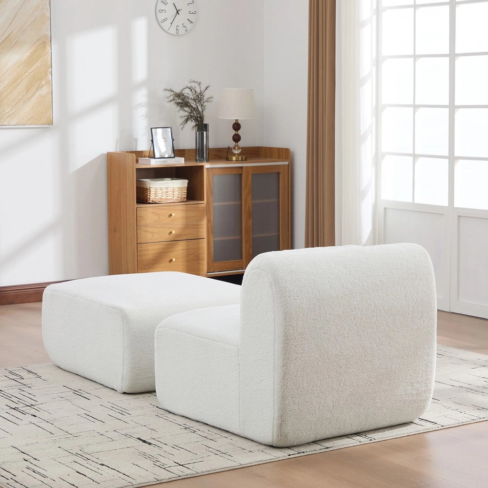 Divano Modulare in Tessuto Chenille ¨C MINIMAL ¨C Avorio, Morbido, Antiscivolo