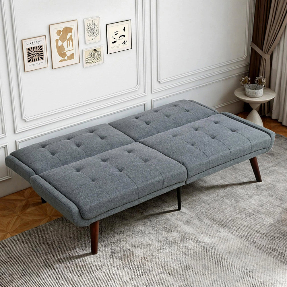 Canap¨¦-lit futon pliable - Xylo - 146 cm - Grigio - Dossier regolabile in 5 posizioni