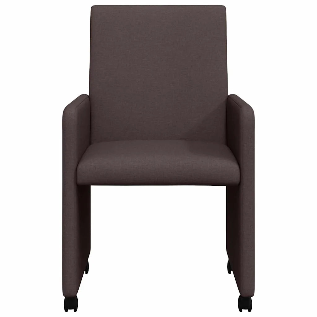 vidaXL Sedia da pranzo 2 pcs Marrone scuro 57 x 66 x 94 cm Tessuto