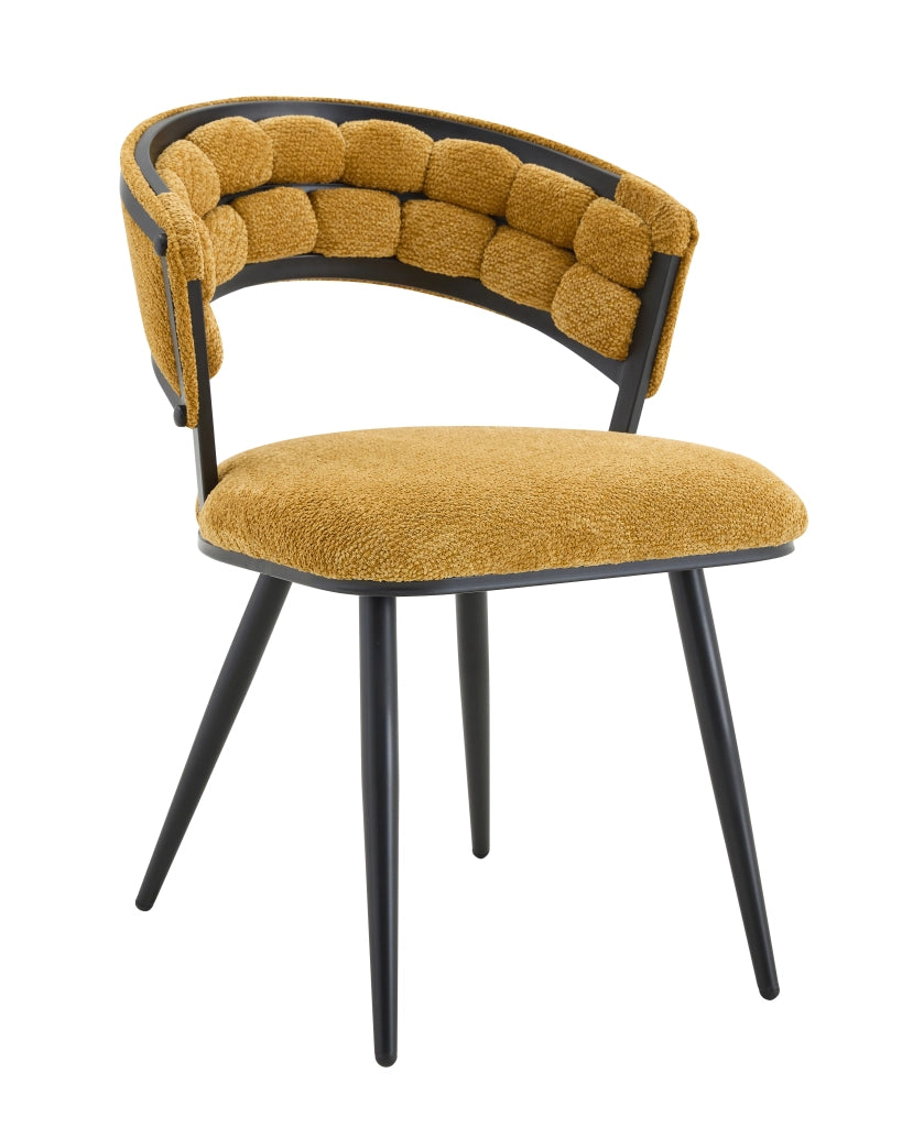 SEDIA da pranzo Set da 2 pezzi in velluto giallo e metallo nero
