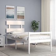 Letto per Anziani con Testiera Bianco 90x200 cm Legno Massello 3195337
