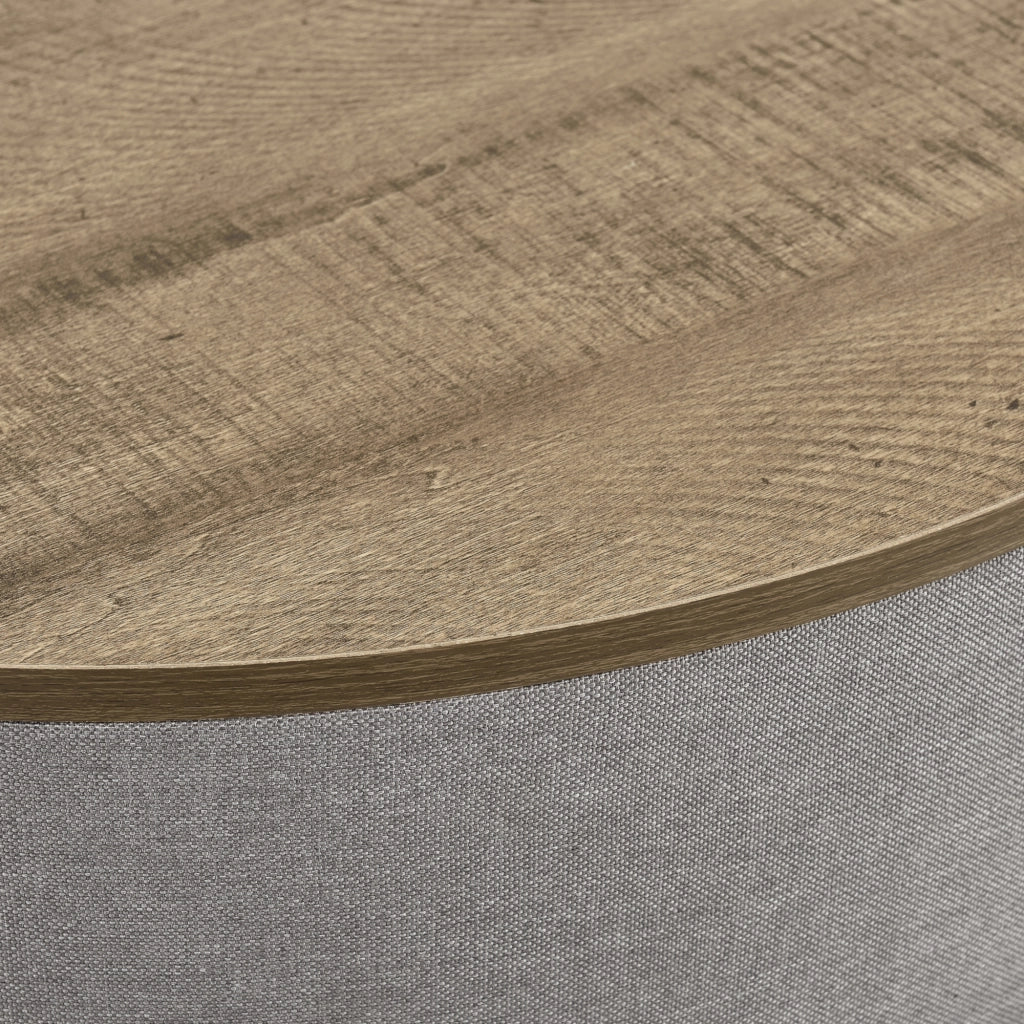 Tavolino Contenitore Tauranga con Piano Rotondo Rimovibile 40 x Ø60 cm Effetto Noce / Grigio [en.casa]