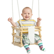 Altalena Bambini in Legno e Cotone con Cuscino Regolabile ¨C zephmum ¨C 30x30x110-180 cm