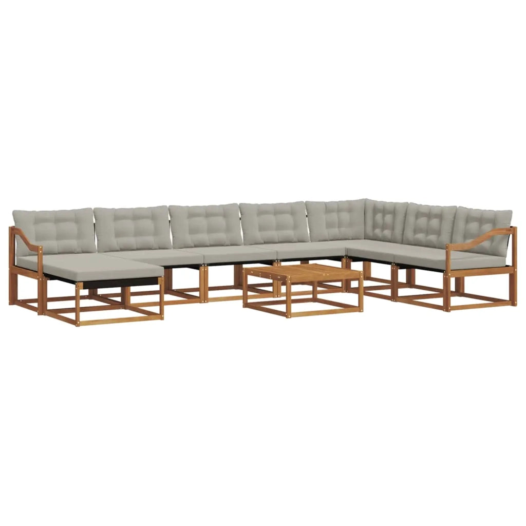 Set di divani da esterno 9 pcs Grigio Naturale e Chiaro 3369778
