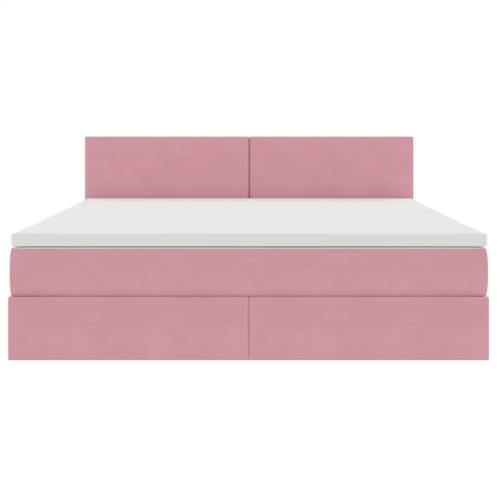 Letto con contenitore e LED con led Rosa 160 x 200 cm Velluto 3371348