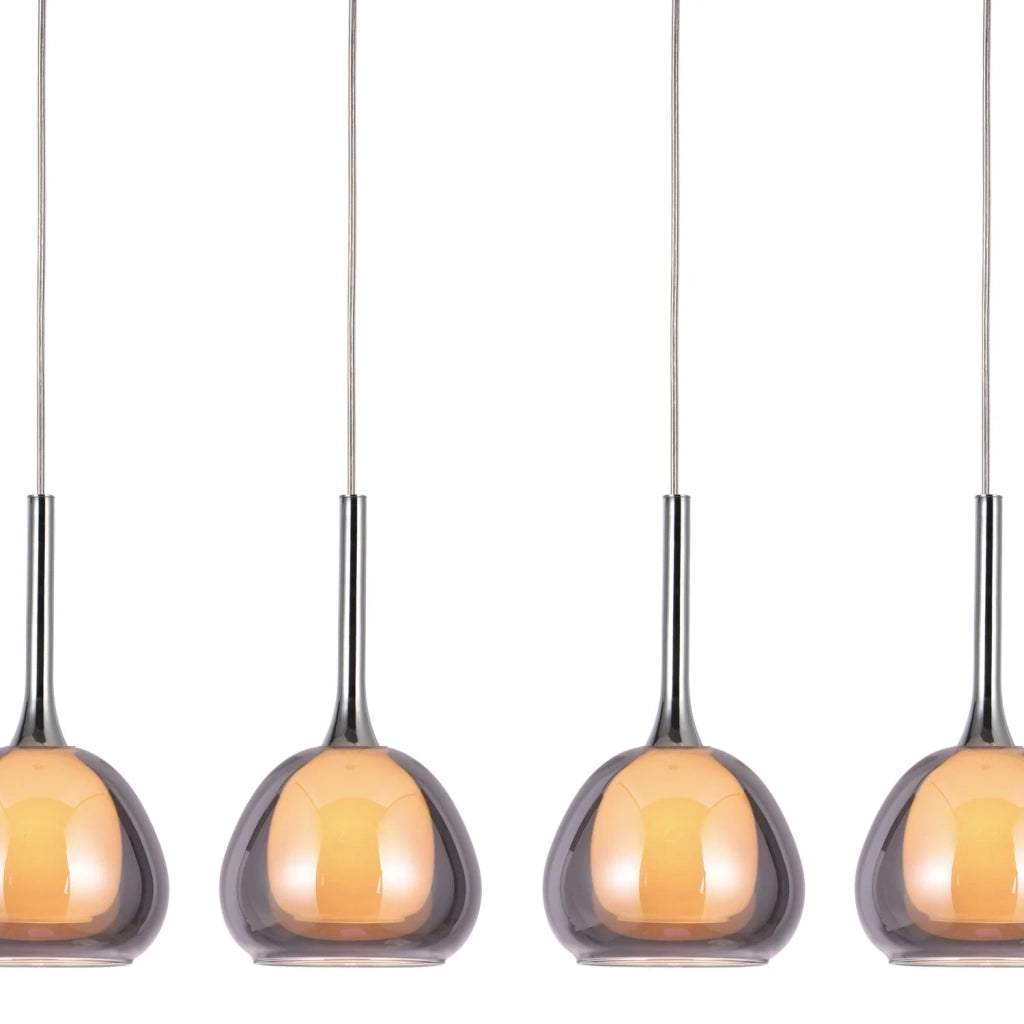 LÚZETE - LAMPADA DA SOFFITTO A 4 LUCI IN CRISTALLO ESTERNO FUMÉ INTERNO BIANCO NOLINA