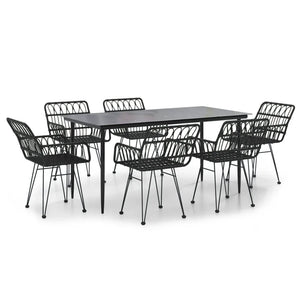 Set da Pranzo da Giardino 7 pz Nero in Polyrattan cod mxl 35450