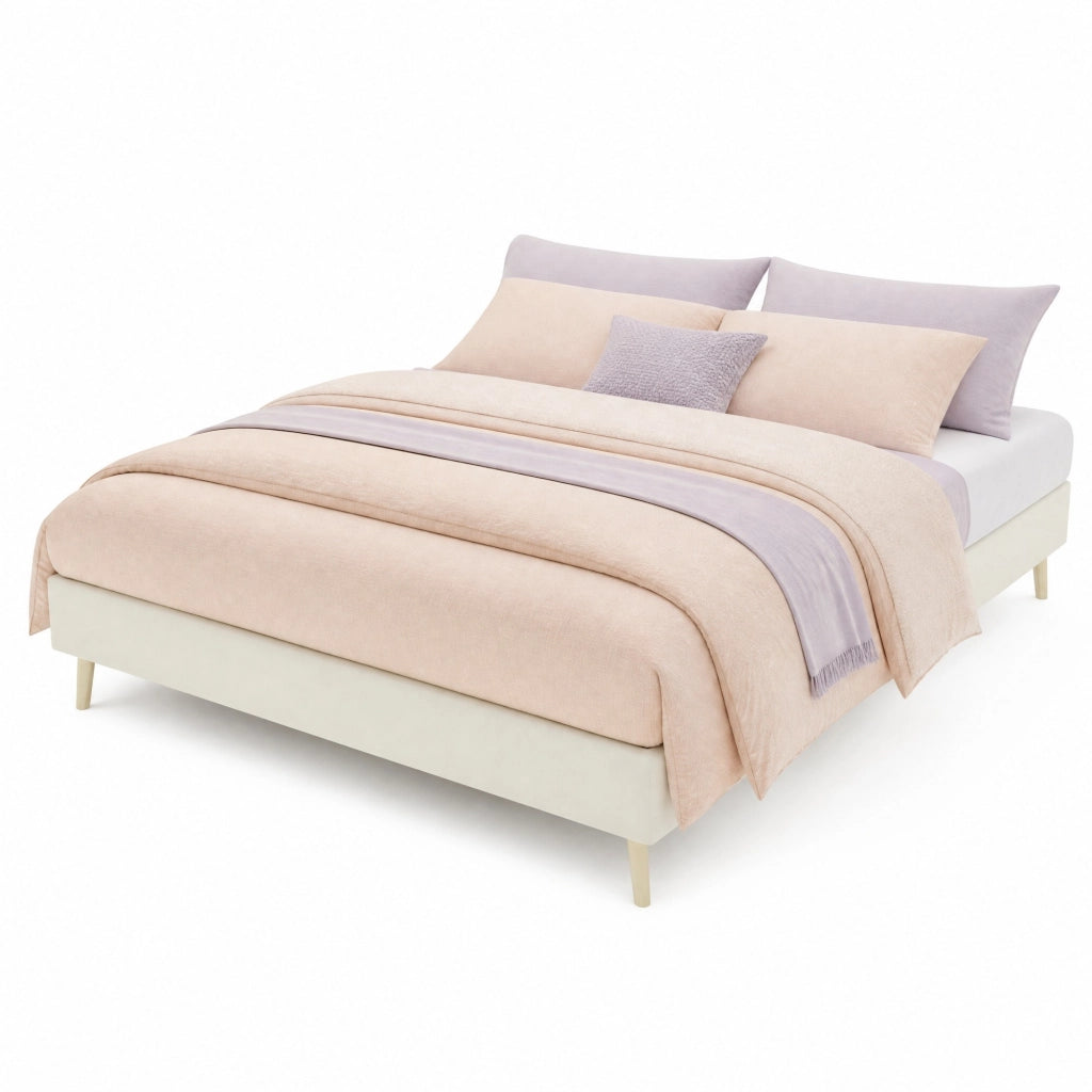 Struttura letto piattaforma moderna 140x200 cm beige, tessuto e metallo, senza materasso
