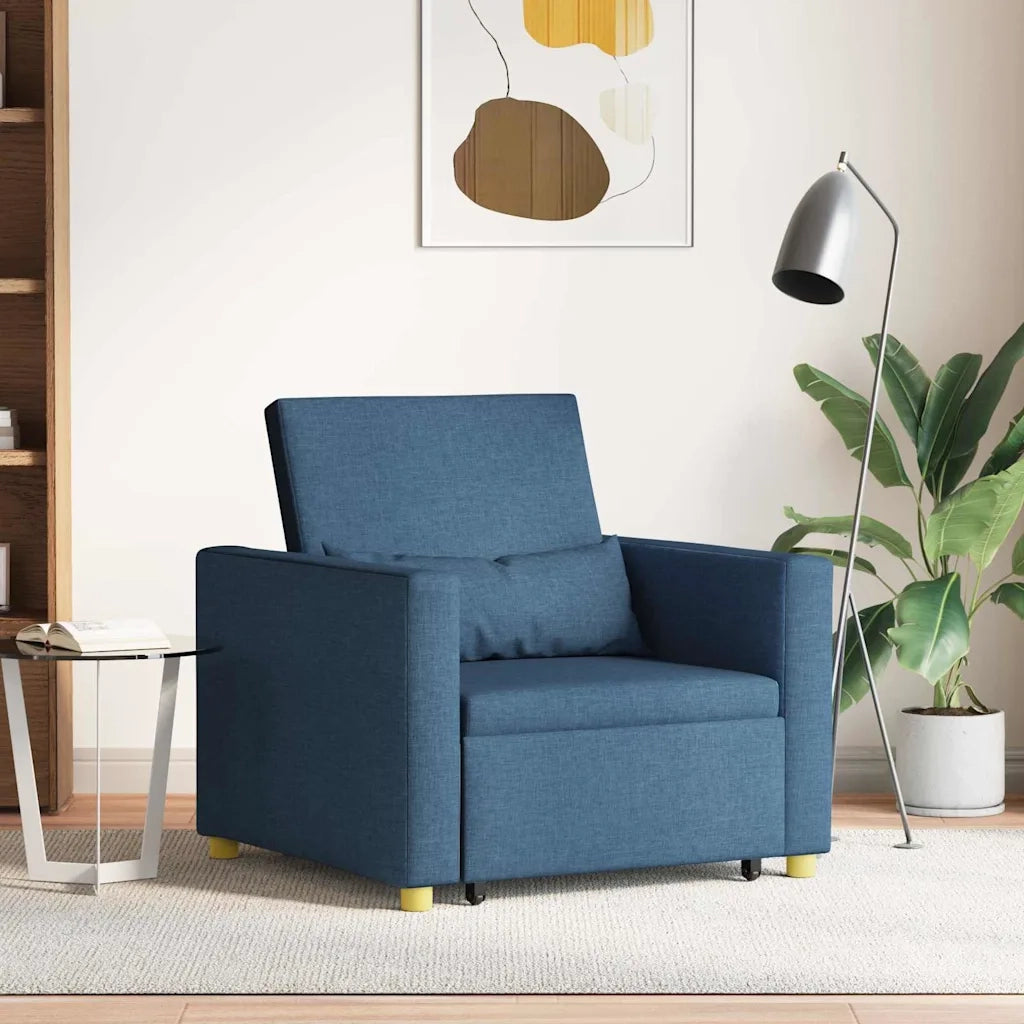 vidaXL Divano Letto Singolo Blu 90 x 165 x 87 cm Tessuto