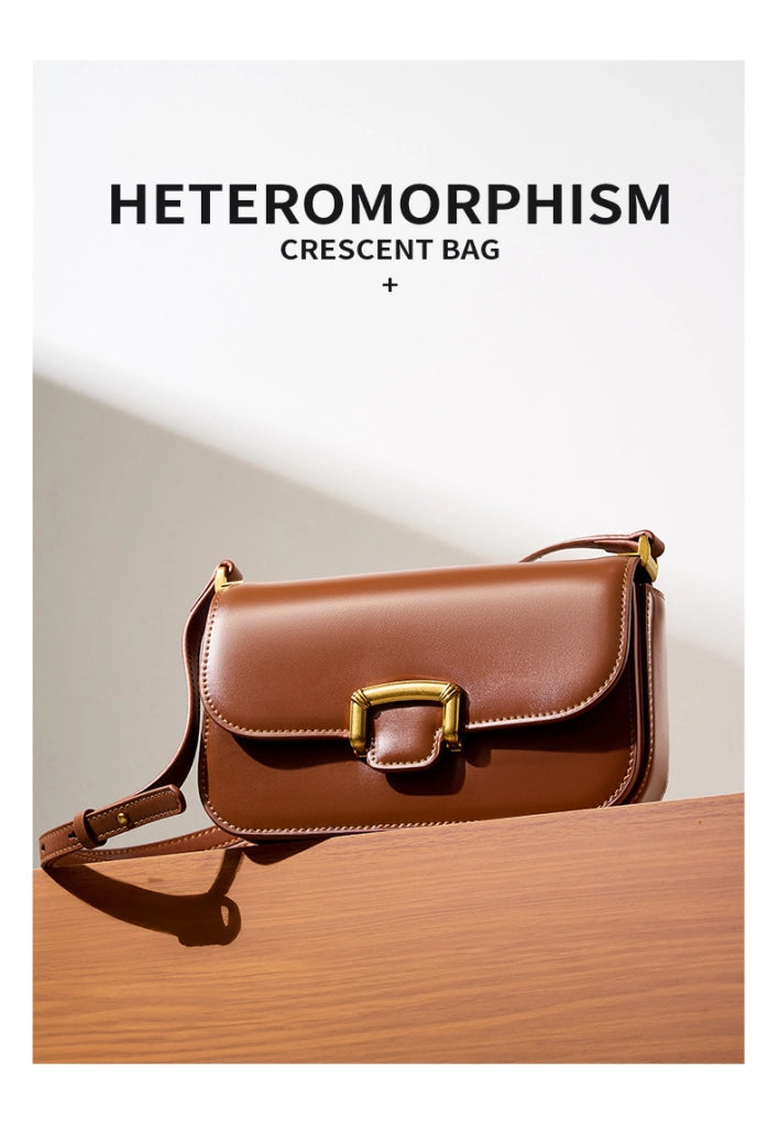 Borsa a tracolla da donna in vera pelle marrone