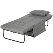 Pouf Letto Pieghevole Multiuso 4 in 1 con Schienale Reclinabile a 5 Livelli Grigio