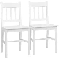 Set di 2 sedie da pranzo in legno massiccio sedia da cucina schienale a doghe stile casa di campagna bianco