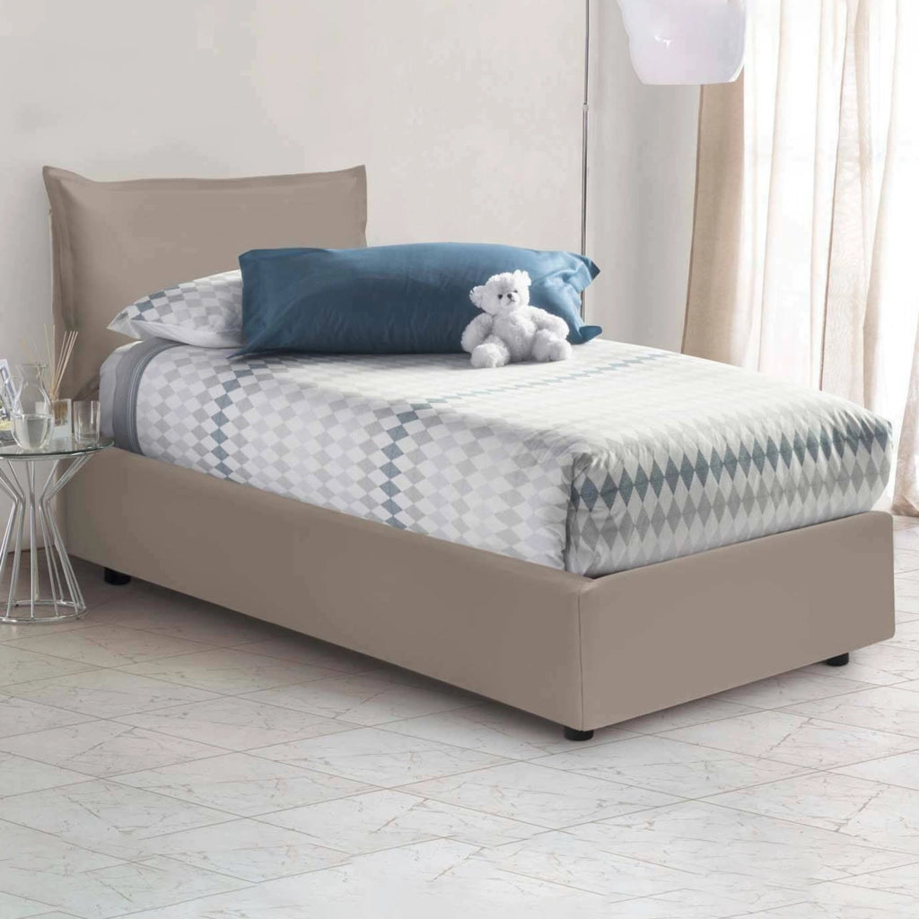 Alzavola, Letto Singolo Materasso Incluso Made in Italy, Grigio Tortora