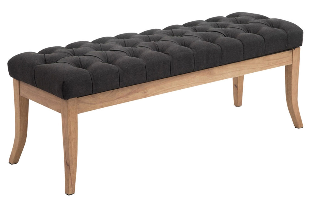 Panca design RAMSES in legno chiaro antico tessuto grigio scuro,120 cm
