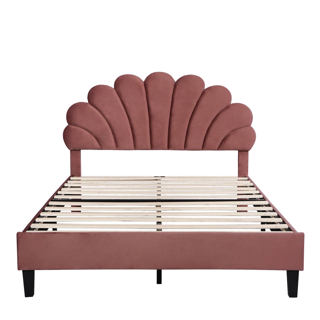 Letto Imbottito Matrimoniale con Testiera ¨C MINIMAL ¨C Velluto Rosso 140x200